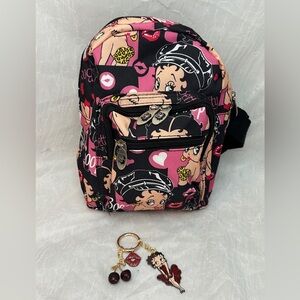 Betty Boop Patterned Mini Backpack and charm